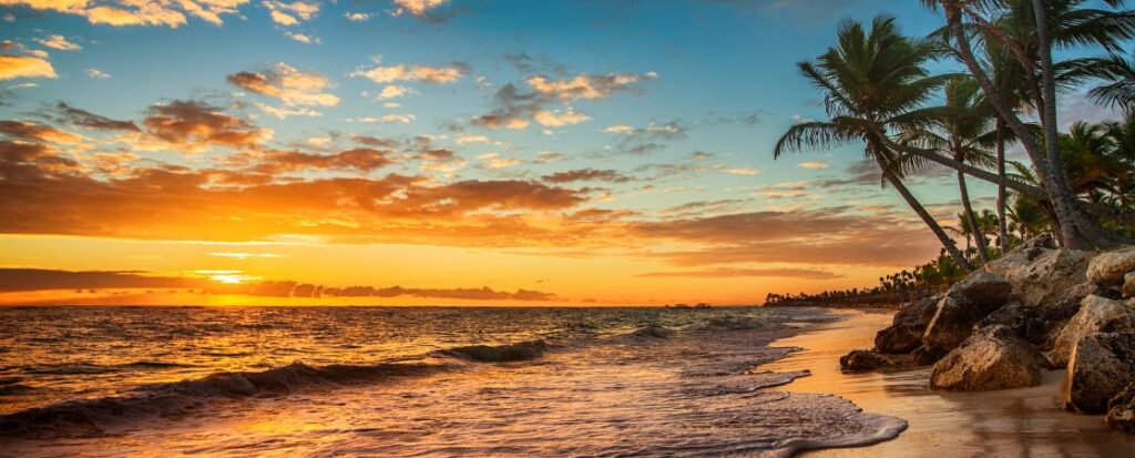 Sunset on a Caribbean beach