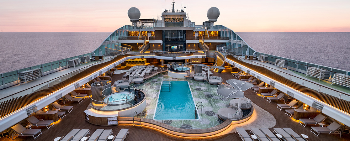 Pool deck area on the Oceania Vista cruise ship
