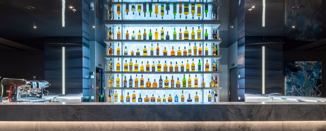 A fully stocked Scenic Eclipse bar