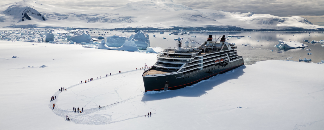 Seabourn ship landing in the Arctic