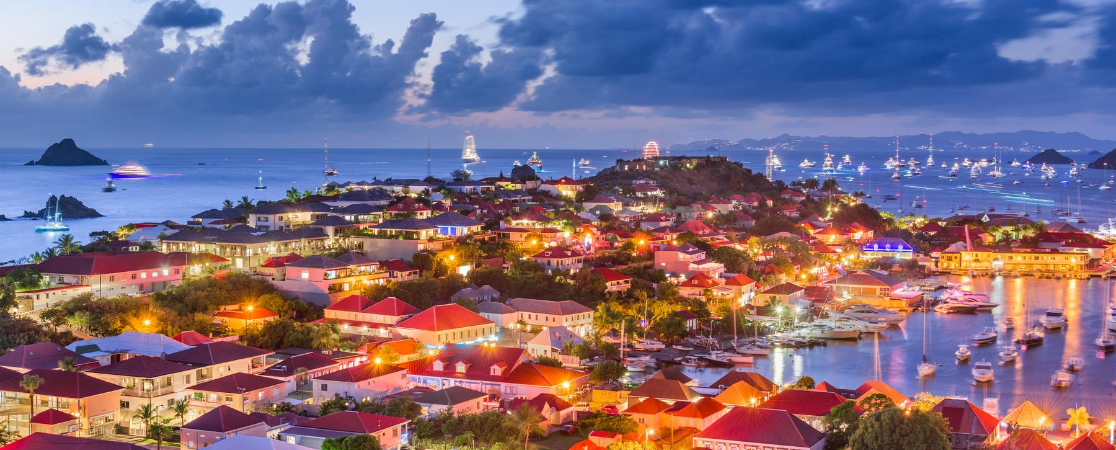 St Barts lit-up at night