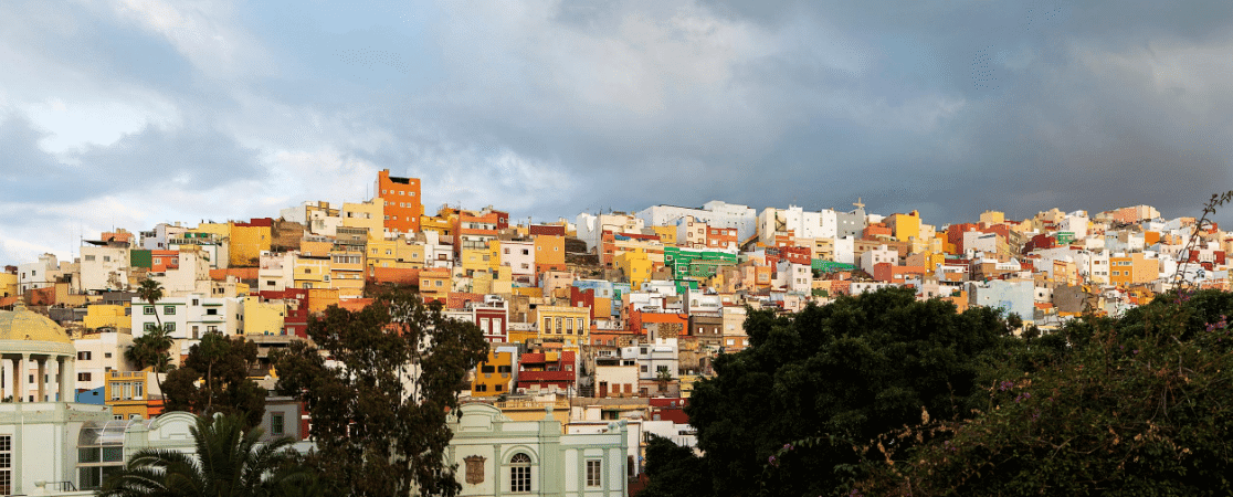 Colourful houses in Las Palmas on the Canary Islands