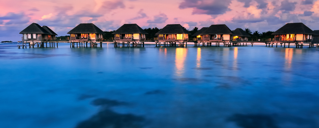 Over-water villas in the Maldives