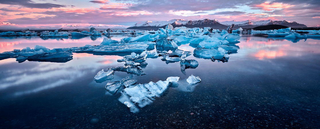 Icebergs in the water in Norway