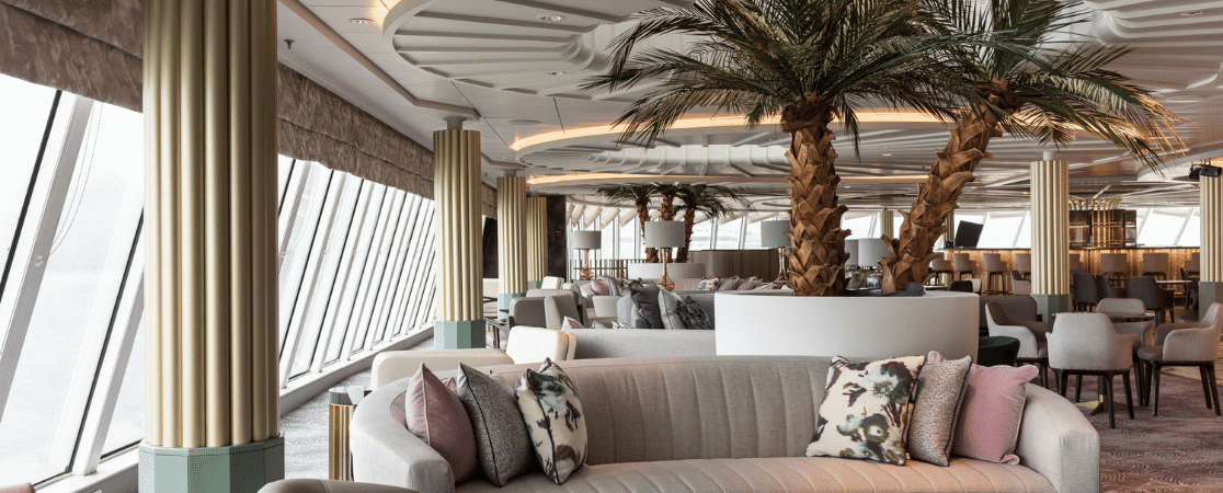 A comfortable lounge area aboard Crystal Cruises